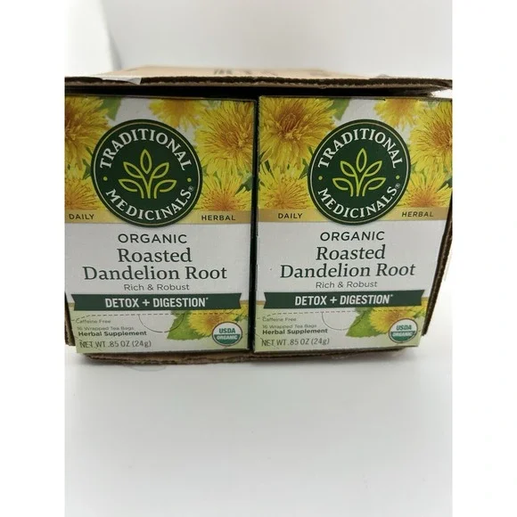 Organic Roasted Dandelion Root Tea Bags Herbal Caffeine-Free Detox Wellness 96ct - Picture 2 of 9